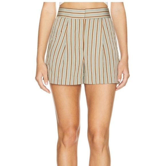 Veronica Beard Pants - Veronica Beard Elbe striped short 4 High Rise Green‎ Seafoam